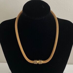 Vintage Joan Rivers Gold Tone Mesh Necklace Magnetic Clasp 17 Inches